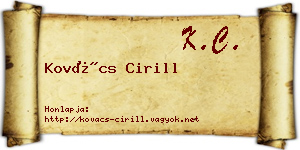 Kovács Cirill névjegykártya